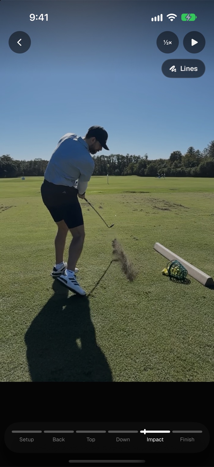 Watch paused just after impact, no lines drawn
